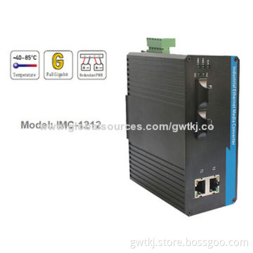 Gigabit industrial Ethernet media converter, 2x1000Base-FX, SM/MM,SC/ST/FC/LC optional, 24V DC input